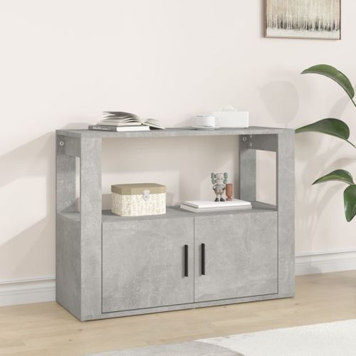 Buffet Gris Béton 80x30x60 Cm Bois Contreplaqué
