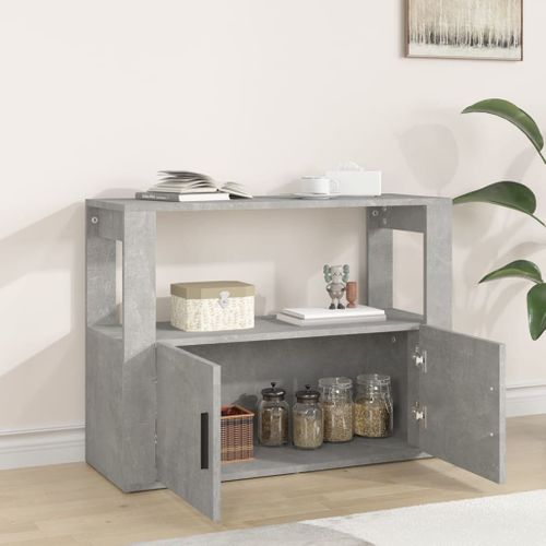 Buffet Gris Béton 80x30x60 Cm Bois Contreplaqué