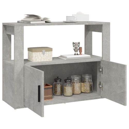 Buffet Gris Béton 80x30x60 Cm Bois Contreplaqué