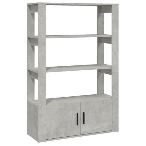 Buffet Gris Béton 80x30x119,5 Cm Bois D'ingénierie