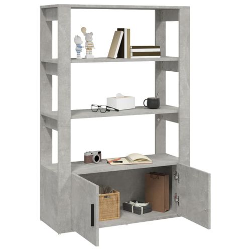 Buffet Gris Béton 80x30x119,5 Cm Bois D'ingénierie