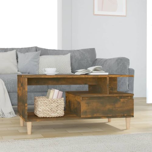 Table Basse Chêne Fumé 90x49x45 Cm Bois Contreplaqué