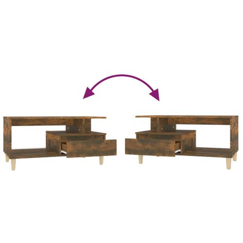 Table Basse Chêne Fumé 90x49x45 Cm Bois Contreplaqué