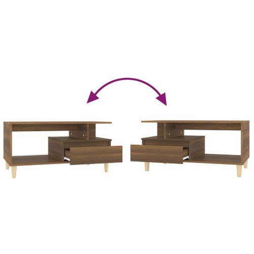 Table Basse Chêne Marron 90x49x45 Cm Bois Contreplaqué