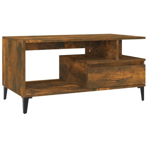 Table Basse Chêne Fumé 90x49x45 Cm Bois Contreplaqué