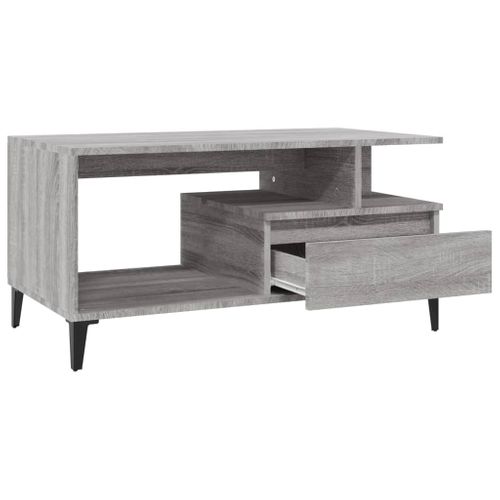 Table Basse Sonoma Gris 90x49x45 Cm Bois Contreplaqué