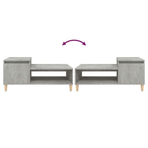 Table Basse Gris Béton 100x50x45 Cm Bois Contreplaqué