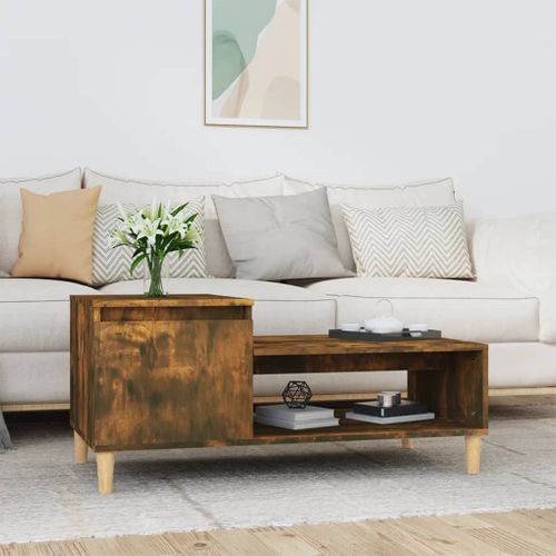 Table Basse Chêne Fumé 100x50x45 Cm Bois Contreplaqué