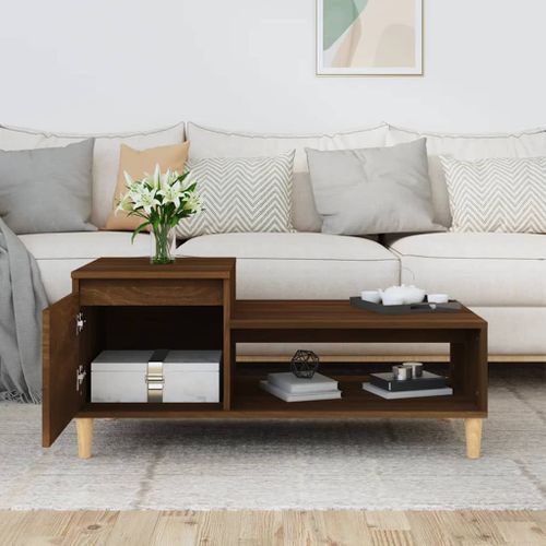 Table Basse Chêne Marron 100x50x45 Cm Bois Contreplaqué