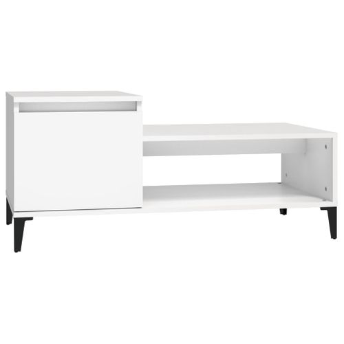 Table Basse Blanc 100x50x45 Cm Bois Contreplaqué