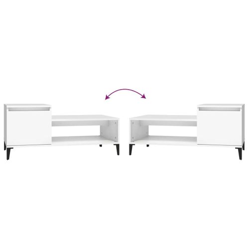 Table Basse Blanc 100x50x45 Cm Bois Contreplaqué