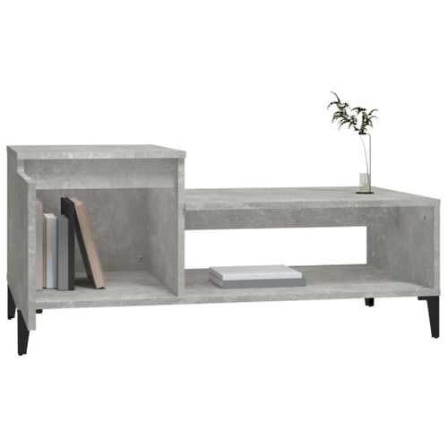 Table Basse Gris Béton 100x50x45 Cm Bois Contreplaqué