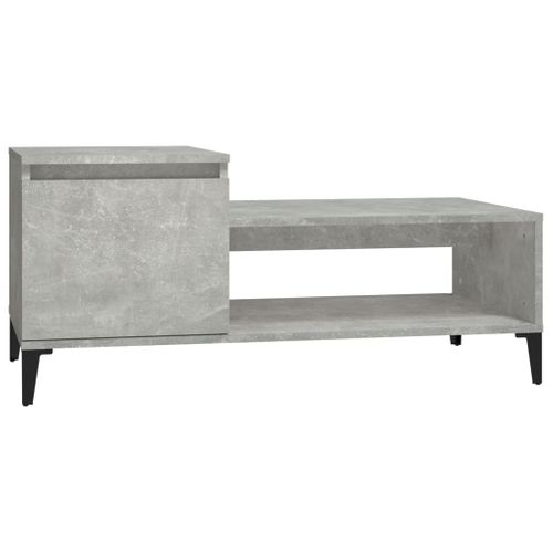 Table Basse Gris Béton 100x50x45 Cm Bois Contreplaqué