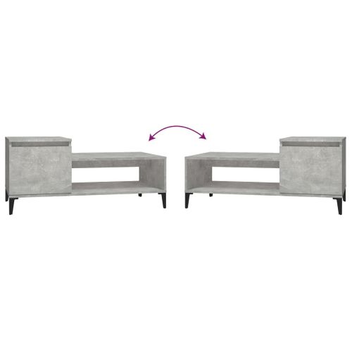 Table Basse Gris Béton 100x50x45 Cm Bois Contreplaqué