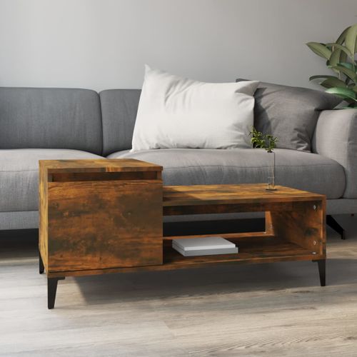 Table Basse Chêne Fumé 100x50x45 Cm Bois Contreplaqué