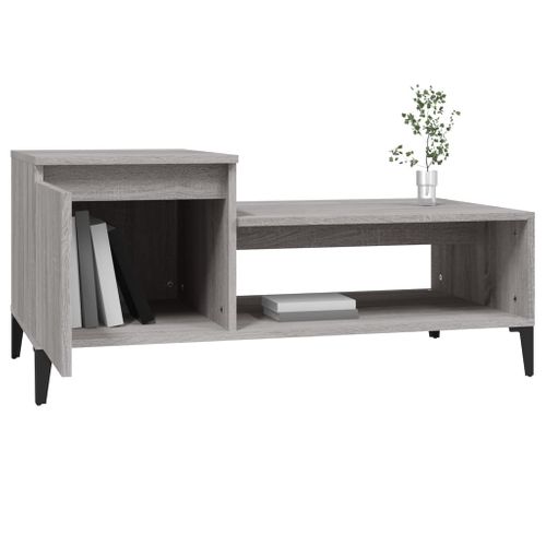 Table Basse Sonoma Gris 100x50x45 Cm Bois Contreplaqué