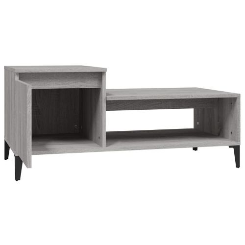 Table Basse Sonoma Gris 100x50x45 Cm Bois Contreplaqué