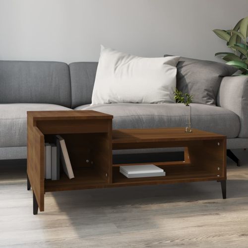 Table Basse Chêne Marron 100x50x45 Cm Bois Contreplaqué