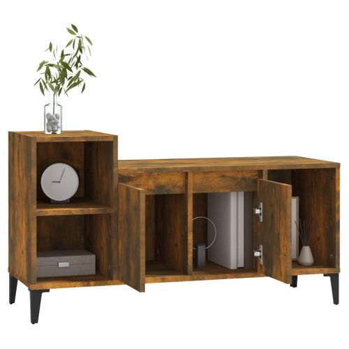 Meuble TV Chêne Fumé 100x35x55 Cm Bois Contreplaqué