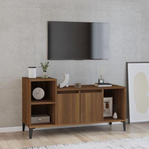 Meuble TV Chêne Marron 100x35x55 Cm Bois Contreplaqué