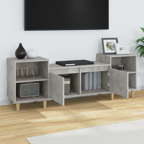 Meuble TV Gris Béton 160x35x55 Cm Bois Contreplaqué