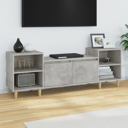 Meuble TV Gris Béton 160x35x55 Cm Bois Contreplaqué