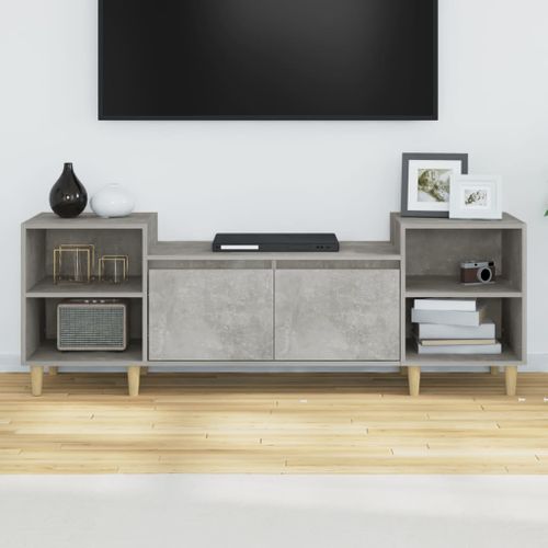Meuble TV Gris Béton 160x35x55 Cm Bois Contreplaqué