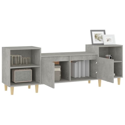 Meuble TV Gris Béton 160x35x55 Cm Bois Contreplaqué