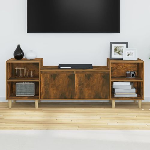 Meuble TV Chêne Fumé 160x35x55 Cm Bois Contreplaqué
