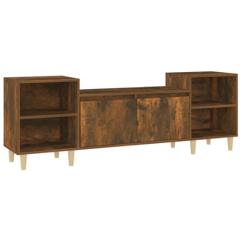 Meuble TV Chêne Fumé 160x35x55 Cm Bois Contreplaqué