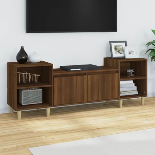 Meuble TV Chêne Marron 160x35x55 Cm Bois Contreplaqué