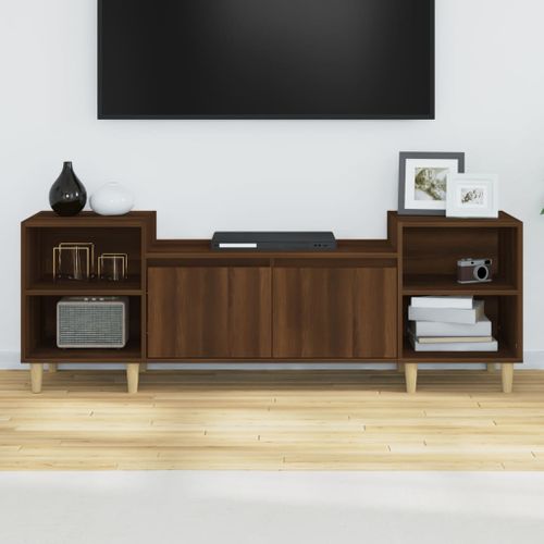 Meuble TV Chêne Marron 160x35x55 Cm Bois Contreplaqué