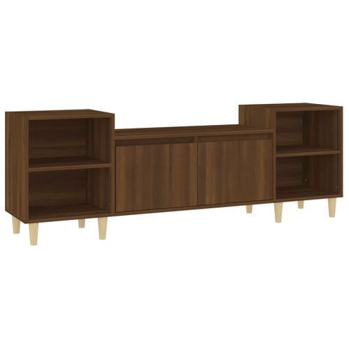 Meuble TV Chêne Marron 160x35x55 Cm Bois Contreplaqué