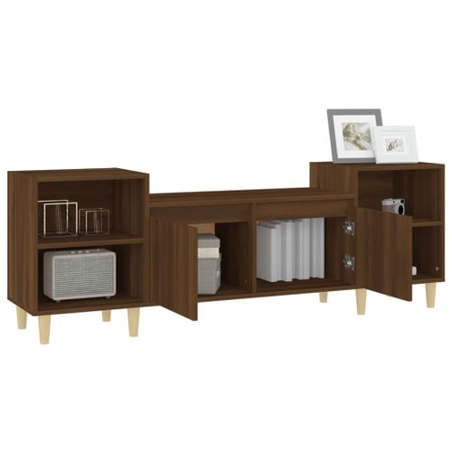 Meuble TV Chêne Marron 160x35x55 Cm Bois Contreplaqué