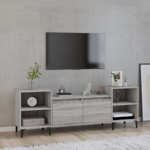 Meuble TV Sonoma Gris 160x35x55 Cm Bois Contreplaqué
