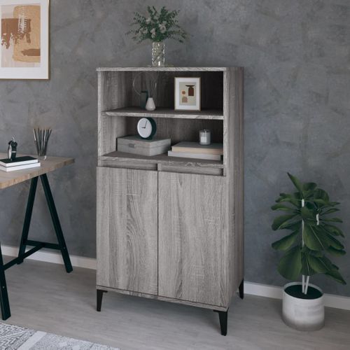 Buffet Haut Sonoma Gris 60x36x110 Cm Bois Contreplaqué