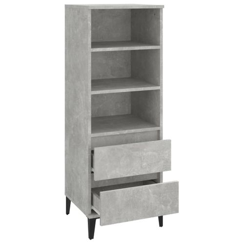 Buffet Haut Gris Béton 40x36x110 Cm Bois Contreplaqué
