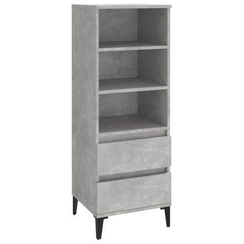 Buffet Haut Gris Béton 40x36x110 Cm Bois Contreplaqué
