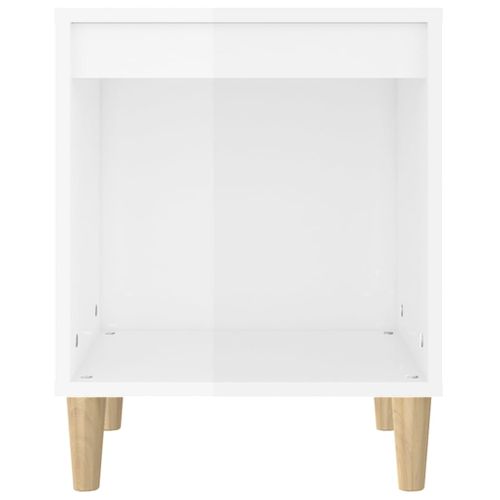 Table De Chevet Blanc Brillant 40x35x50 Cm Bois Contreplaqué
