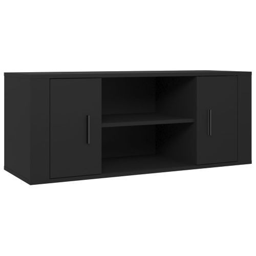 Meuble TV Noir 100x35x40 Cm Bois Contreplaqué