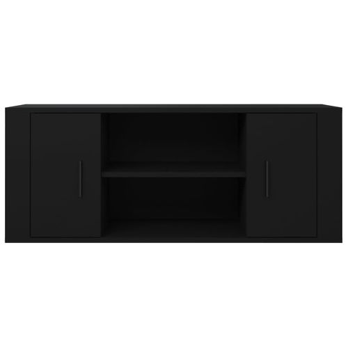Meuble TV Noir 100x35x40 Cm Bois Contreplaqué