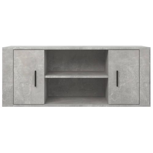 Meuble TV Gris Béton 100x35x40 Cm Bois Contreplaqué