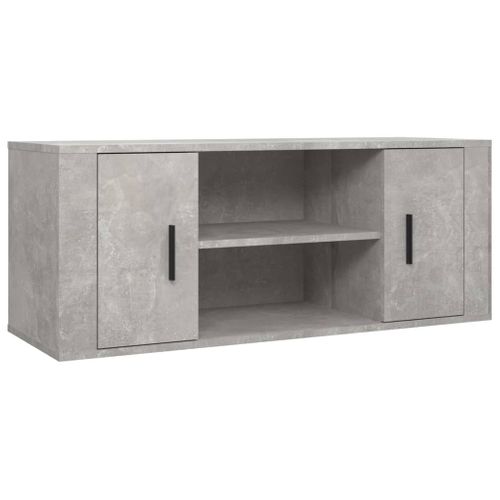 Meuble TV Gris Béton 100x35x40 Cm Bois Contreplaqué