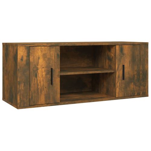 Meuble TV Chêne Fumé 100x35x40 Cm Bois Contreplaqué