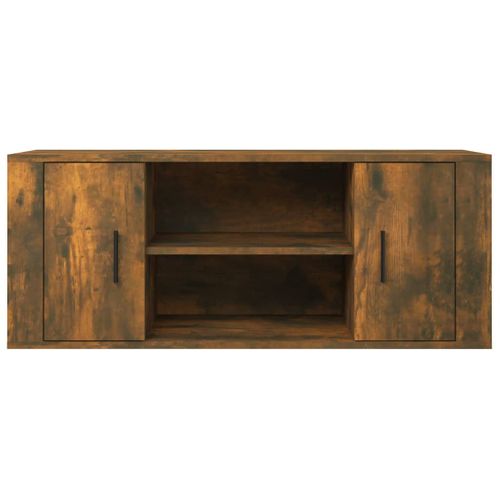 Meuble TV Chêne Fumé 100x35x40 Cm Bois Contreplaqué