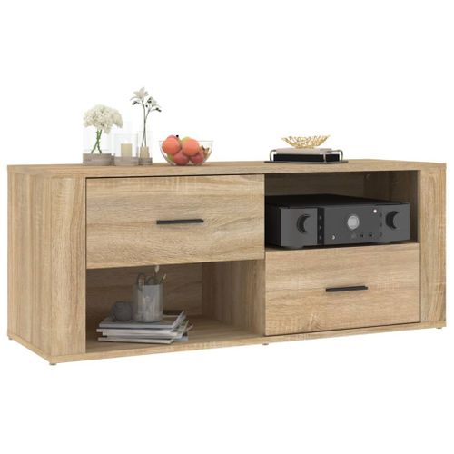 Meuble TV Chêne Sonoma 100x35x40 Cm Bois Contreplaqué
