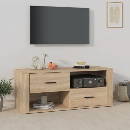 Meuble TV Chêne Sonoma 100x35x40 Cm Bois Contreplaqué