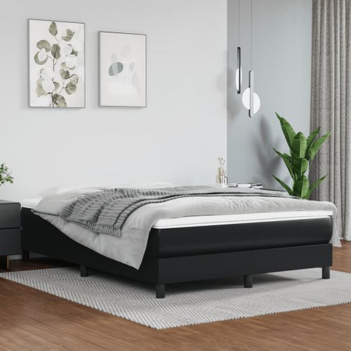 Cadre Lit Coffre Noir 140x190 Cm Similicuir Contreplaqué Bois Contreplaqué