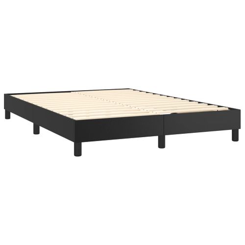 Cadre Lit Coffre Noir 140x190 Cm Similicuir Contreplaqué Bois Contreplaqué