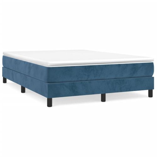 Cadre De Lit à Ressorts Bleu Foncé 140x190 Cm Velours